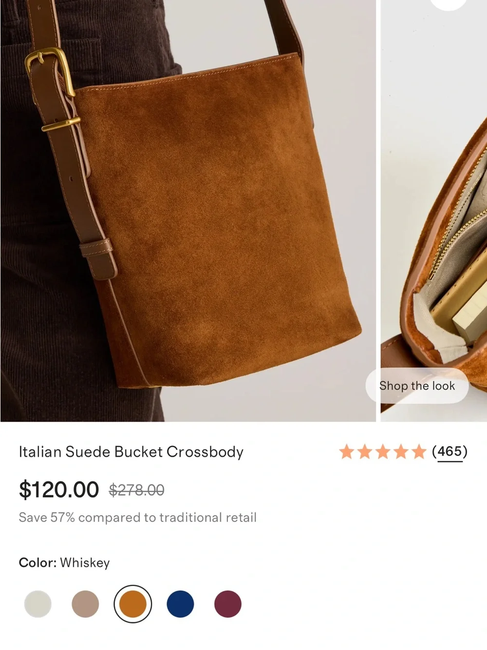 Quince Italian Suede Bucket Crossbody bag